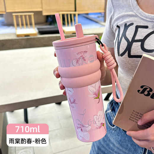 【只喝健康水！优质316不锈钢】独立可拆卸茶仓，保温杯繁花吸管杯男女高颜值随行咖啡杯大容量车载水杯。rb 商品图6