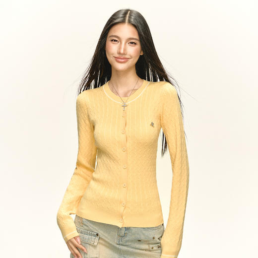 Ariseism 美式复古设计感针织开衫毛衣女秋季新款修身上衣 商品图0