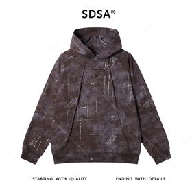 WY1118SDSA男士秋冬新款痞帅男装潮牌褶皱滴胶倒三角连帽卫衣百搭轻奢