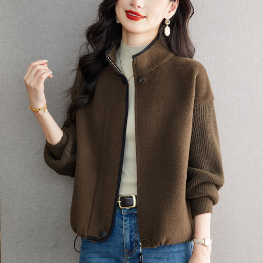 XFY-3102立领外套女2025新款气质轻奢高级感毛呢开衫洋气休闲秋装外搭上衣 商品图3