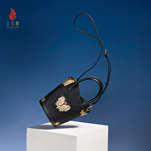 上久楷新中式国风宋锦腋下包 手提包 黑金蝴蝶BWS25A0201 商品图3