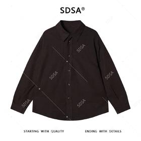 C002SDSA男士秋冬新款痞帅男装极简风纯色长袖翻领衬衫宽松百搭衬衣