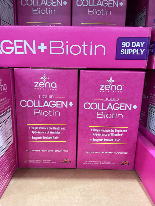 Zena液体胶原蛋白打折啦📣美国直邮特价350元🉐包税包邮到手了🔥🇺🇸Zena无糖液体胶原蛋白生物素900ML，混合莓子口味，一瓶约可以喝90次👍 商品图1