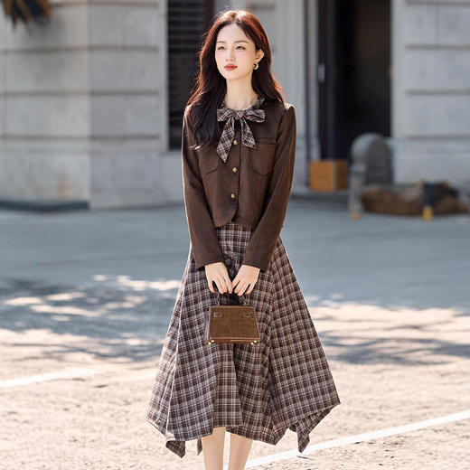 时尚覆古风格纹套装，洋气显瘦短外套半身裙两件套HR-CPYY8165 商品图3