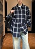 中性款纯棉格纹长袖衬衫001 商品缩略图4