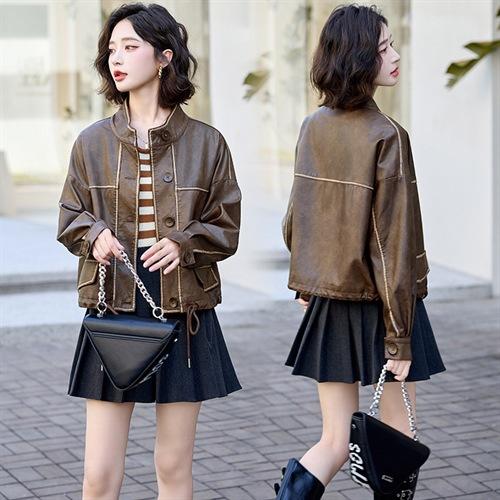 2025年秋季新款显瘦时尚气质短款皮衣外套MLJL1630 商品图3