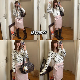 新品上身 |🍝🍖🍟活力抽绳卫衣搭配粉色半裙，轻松打造青春活力造型。