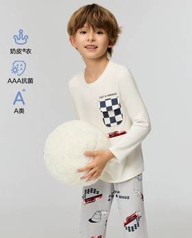 【店庆提前购】8楼爱慕儿童Aimer Kids男孩奶皮激情赛车套头长袖睡衣AK241J481，吊牌价329元