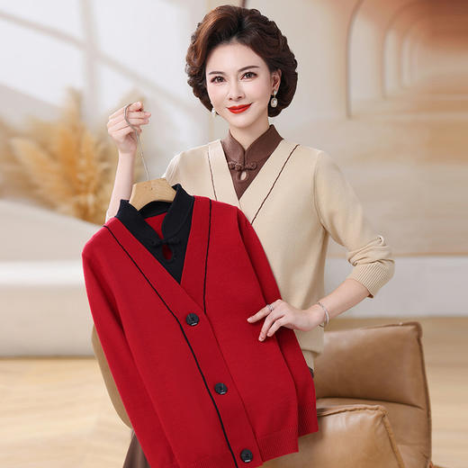 5528A洋气妈妈装春秋冬毛衣中年妇女时尚休闲上衣中老年宽松针织打底衫 商品图3