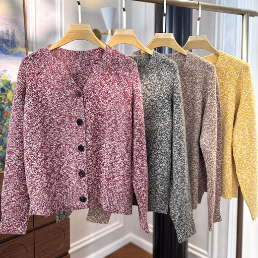 火桐hooton 邓肯花纱 大肚纱山羊绒纽扣开衫RP1037Y 商品图2