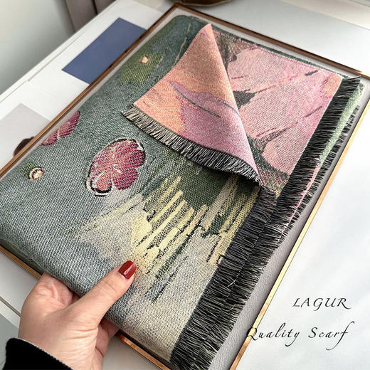 江南盛莲！主题款双面艺术围巾女冬季2025新款中式百搭气质妈妈款 商品图2