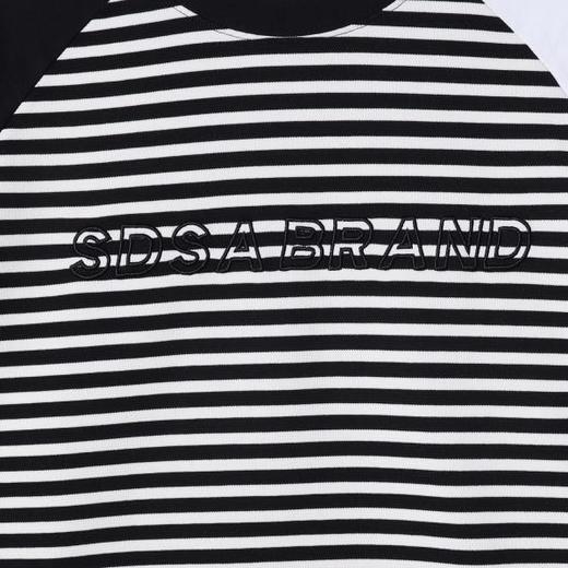 SDSA男士秋冬新款痞帅男装潮牌拼接撞色条纹刺绣字母圆领长袖T恤 商品图2