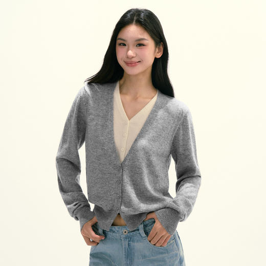 Ariseism 美式复古绵羊毛假两件针织衫女秋季新款修身长袖上衣 商品图2