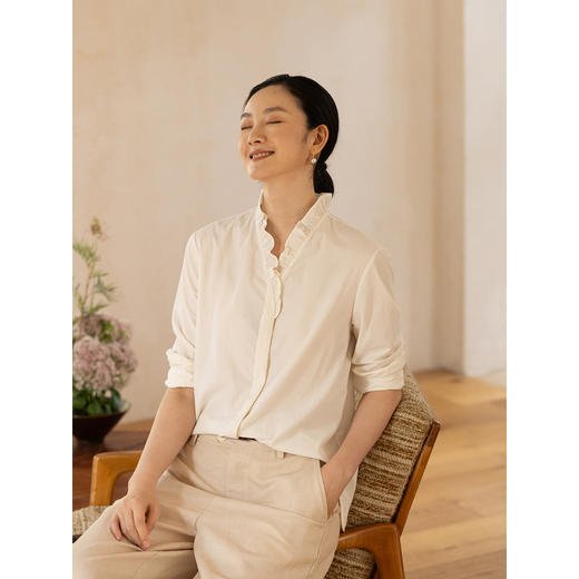 牧衣游原创 丝棉净色长袖衬衣~~南眧 商品图3