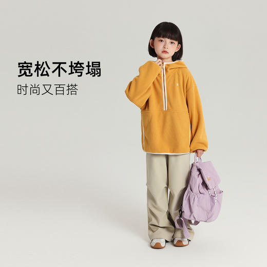布丁哈鲁女童连帽卫衣2025秋冬新款加厚奥粒绒半拉链儿童上衣外套 商品图1
