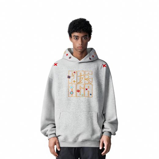 FDR官方店 字母刺绣连帽套头薄绒卫衣外套男女秋季潮牌情侣装上衣 商品图2