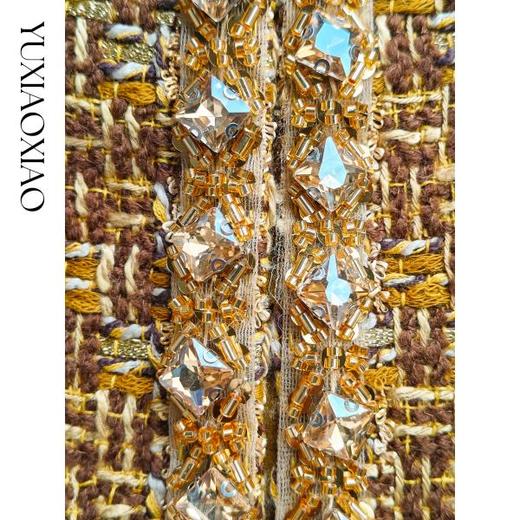 余潇潇【琥珀典礼】复古精致绵羊毛混纺粗花呢编织小香外套 商品图2