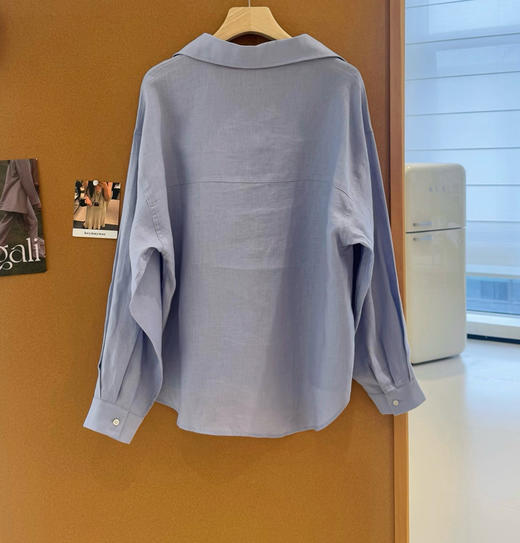 韩国h家新款口袋亚麻衬衣衬衫08271 商品图4