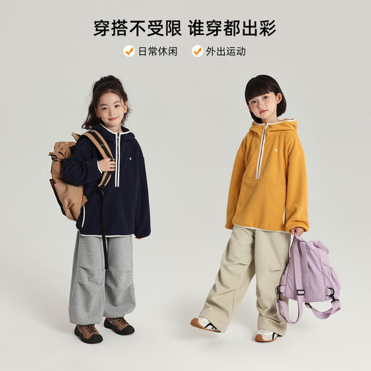 布丁哈鲁女童连帽卫衣2025秋冬新款加厚奥粒绒半拉链儿童上衣外套 商品图2