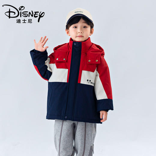 Disney/迪士尼ZJ儿童三件套男女童撞色休闲夹克连帽外套XMR3SZ802 商品图3