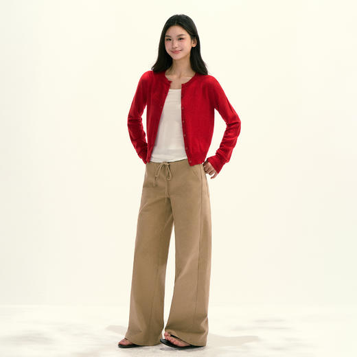 Ariseism 美式复古设计感绵羊毛圆领针织开衫女秋季新款修身上衣 商品图4