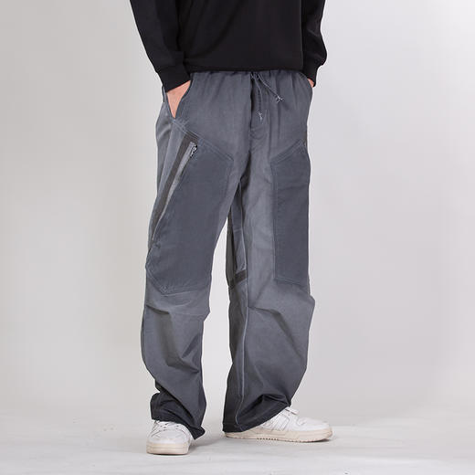 DRONKOO 2025 抽绳松紧腰前贴袋织带拉链做旧中厚工装长裤 商品图3