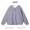 SDSA男士秋冬新款痞帅男装韩版简约撞色半拉链圆领假两件卫衣时尚 商品缩略图1