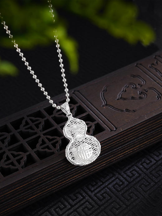 子佩集S990银【竹福熊宝】套链项链【DSDZ011】纯银原创作品熊猫葫芦花丝珐琅彩2509 商品图5