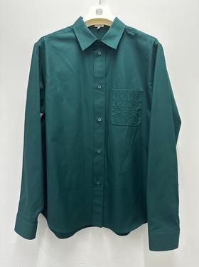 中性款口袋logo长袖衬衫014