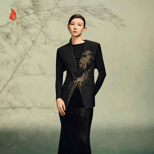 宋锦新中式轻奢女式马甲 椿萱图CY1045206035 商品图0