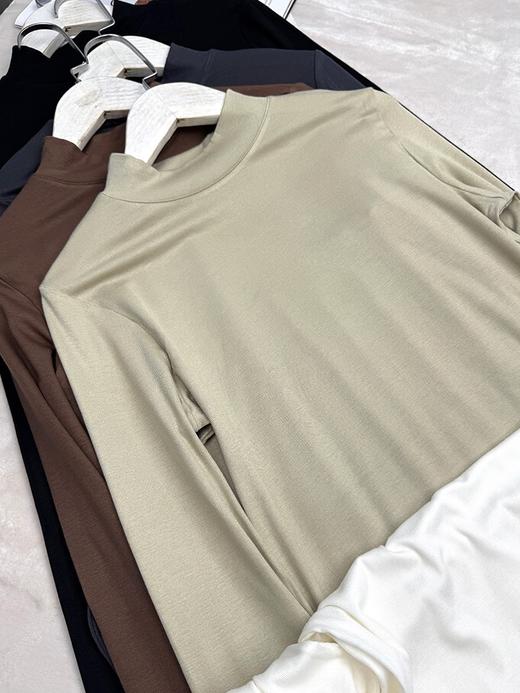 【女粉福利】韩版百搭蛋白精棉小立领超弹可外穿打底衫 商品图4