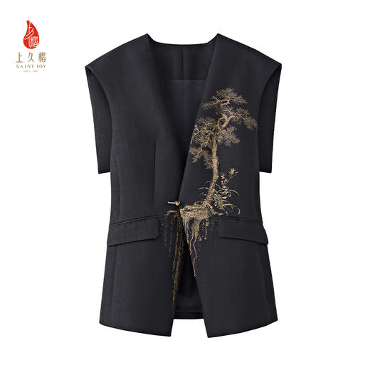 宋锦新中式轻奢女式马甲 椿萱图CY1045206035 商品图1