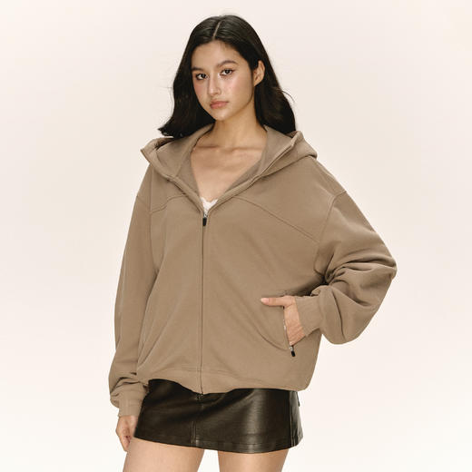 Ariseism 美式复古设计感加厚连帽开衫卫衣外套女秋季新款上衣 商品图0