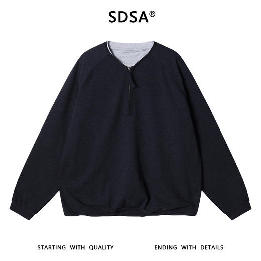 3075SDSA男士秋冬新款痞帅男装韩版简约撞色半拉链圆领假两件卫衣时尚 商品图1