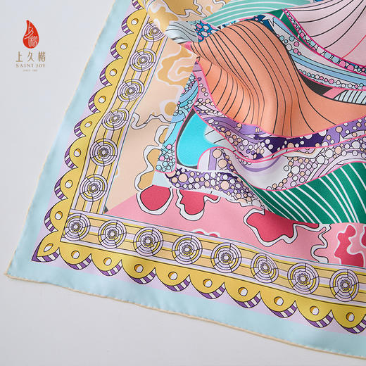 上久楷SAINTJOY/上久楷 双面印花真丝方巾 梦幻扇韵WJ3J025206006 商品图4