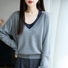 奥伊米初秋撞色修身上衣百搭女假两件舒适羊毛针织衫NJR585 商品缩略图3