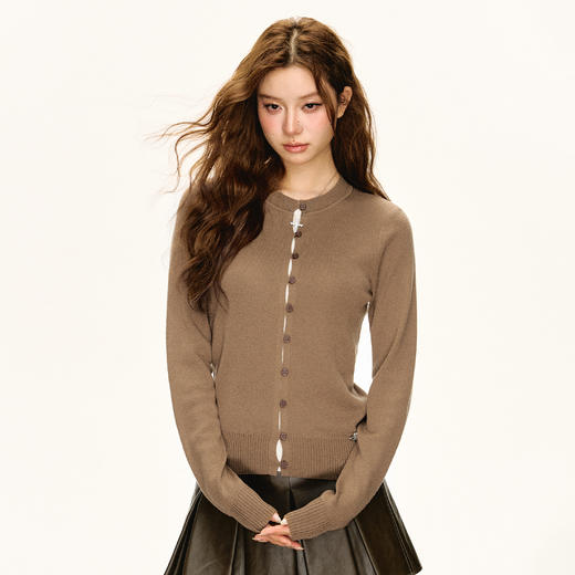 Ariseism 美式复古设计感3色假两件针织开衫女秋季新款外穿上衣 商品图0