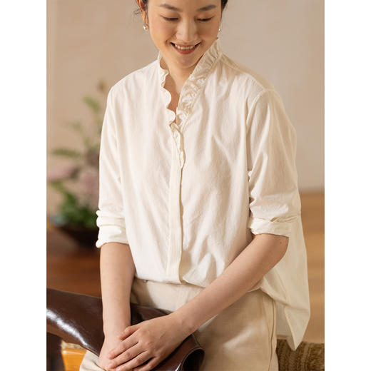 牧衣游原创 丝棉净色长袖衬衣~~南眧 商品图1