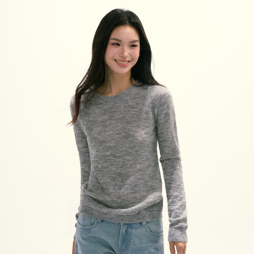 Ariseism 美式复古松弛感圆领套头毛衣女秋季新款修身上衣 商品图2