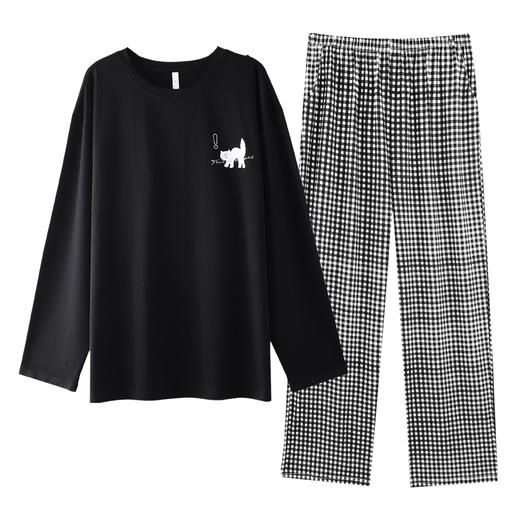 【抗菌新疆棉】自然醒「天生一对」秋季A类长袖情侣睡衣长裤纯棉家居服套装JLM 商品图10