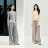 森马休闲裤女秋季打褶垂感宽松阔腿裤2025新款简约日系慵懒糯米裤 商品缩略图4