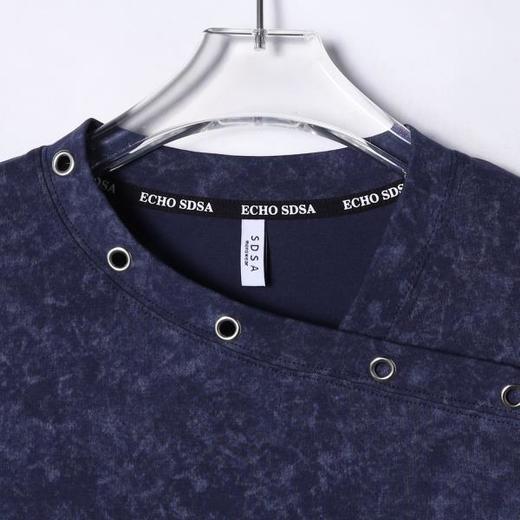 SDSA男士秋冬新款痞帅男装潮牌扎染鸡眼领口交叉长袖T恤时尚休闲 商品图1