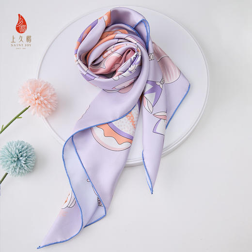 上久楷SAINTJOY/上久楷 双面印花真丝方巾 逸彩蔓颖WJ3J025206005 商品图2