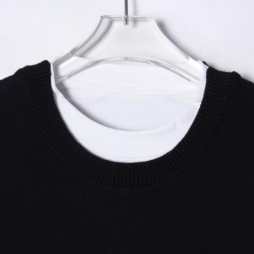 SDSA秋冬新款痞帅男装潮牌拼接撞色印花字母圆领假两件卫衣时尚 商品图2