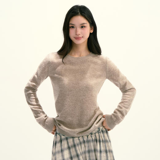 Ariseism 美式复古松弛感圆领套头毛衣女秋季新款修身上衣 商品图0
