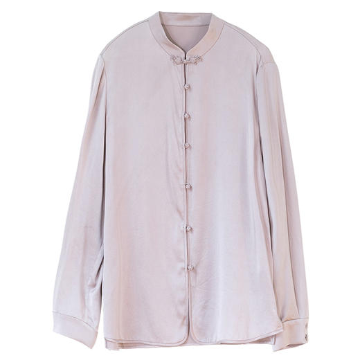 牧衣游原创 22姆米重磅净色真丝衬衫极简通勤百搭中式衬衣 挽庭 商品图4