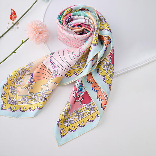 上久楷SAINTJOY/上久楷 双面印花真丝方巾 梦幻扇韵WJ3J025206006 商品图1