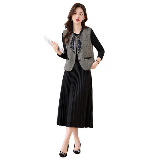 2025春秋新款通勤风名媛气质连衣裙两件套QIXFS25-5656 商品图4