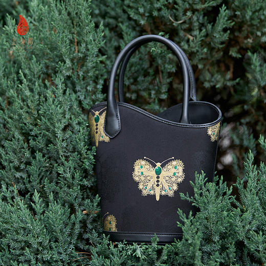 上久楷新中式国风宋锦腋下包 手提包 黑金蝴蝶BWS25A0201 商品图0
