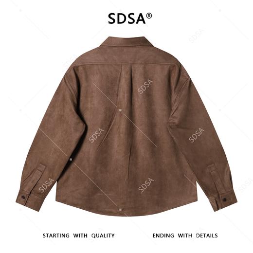 6354SDSA男士秋冬新款痞帅男装极简风绒面纯色翻领长袖衬衫复古百搭 商品图5